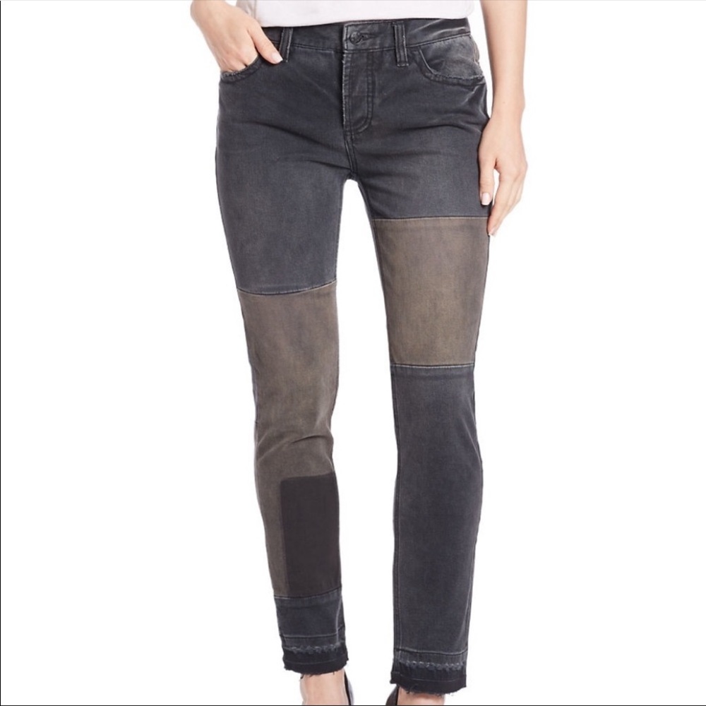 Free People Black Patchwork Denim Skinny Jeans